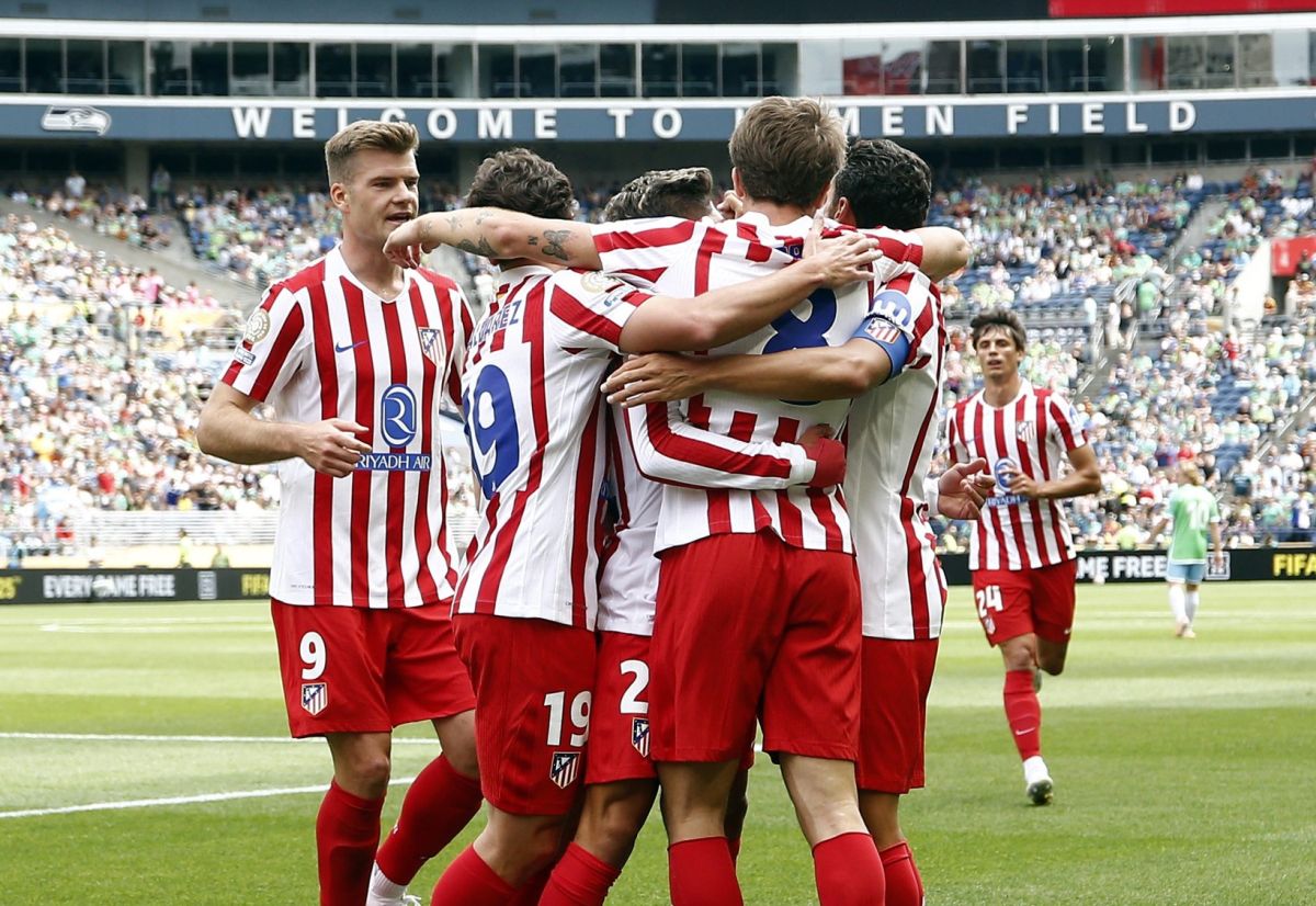Los jugadores del Atleti celebrando un gol ante Seattle