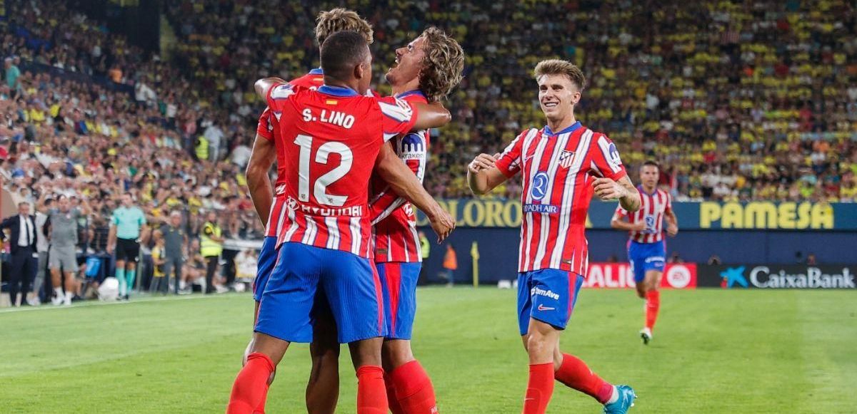Los jugadores del Atleti celebran un gol ante el Villarreal