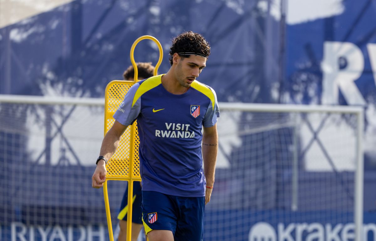 Johnny Cardoso en un entrenamiento del Atlético de Madrid