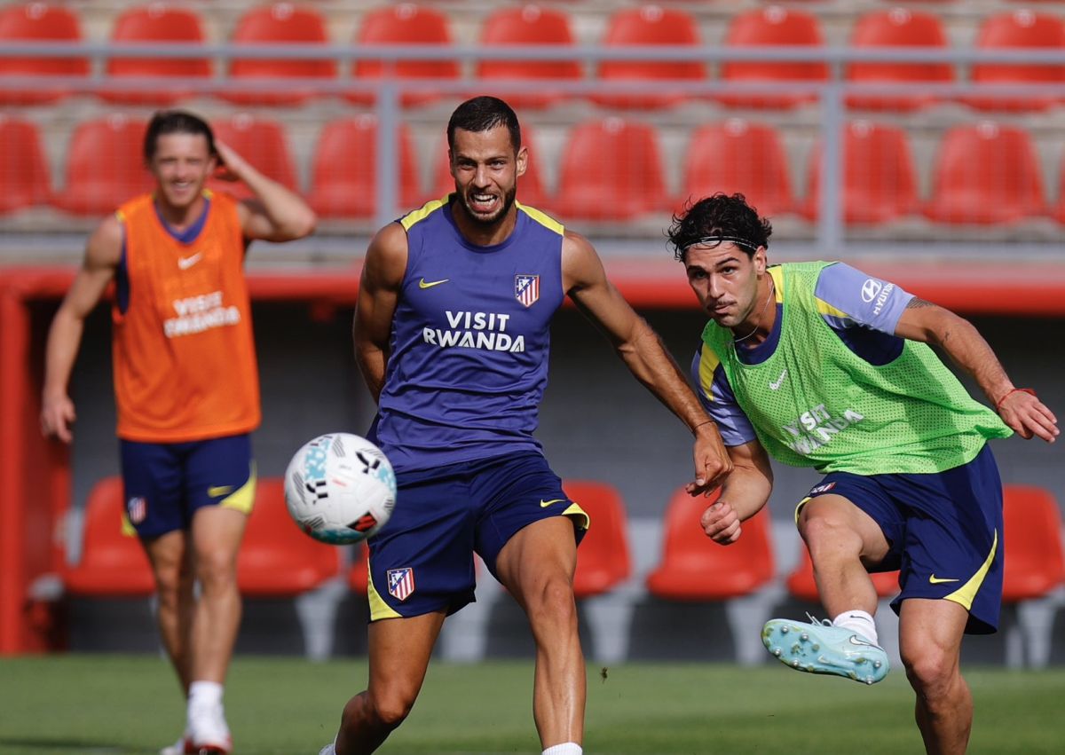 David Hancko, en un entrenamiento del Atleti
