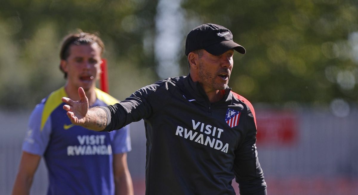 Diego Pablo Simeone en un entrenamiento del Atleti