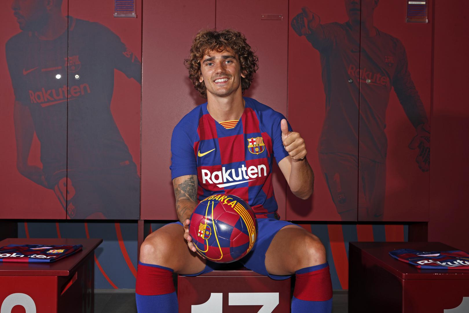 Griezmann durante su fichaje y presentación con el Barcelona