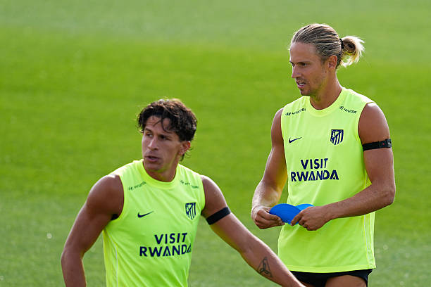MADRID, SPAIN - AUGUST 22: Marcos Llorente during a training session of Atletico de Madrid ahead of the Spanish League, LaLiga EA Sports, football match against Villarreal CF at Ciudad Deportiva Wanda Atletico de Madrid on August 22, 2026, in Madrid, Spain. (Photo By Dennis Agyeman/Europa Press via Getty Images)